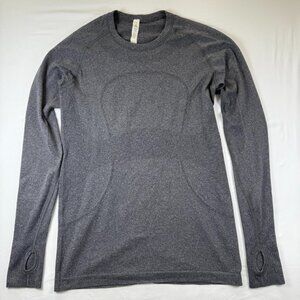 Lululemon Swiftly Tech Long Sleeve Heathered Black Gray Sz 8